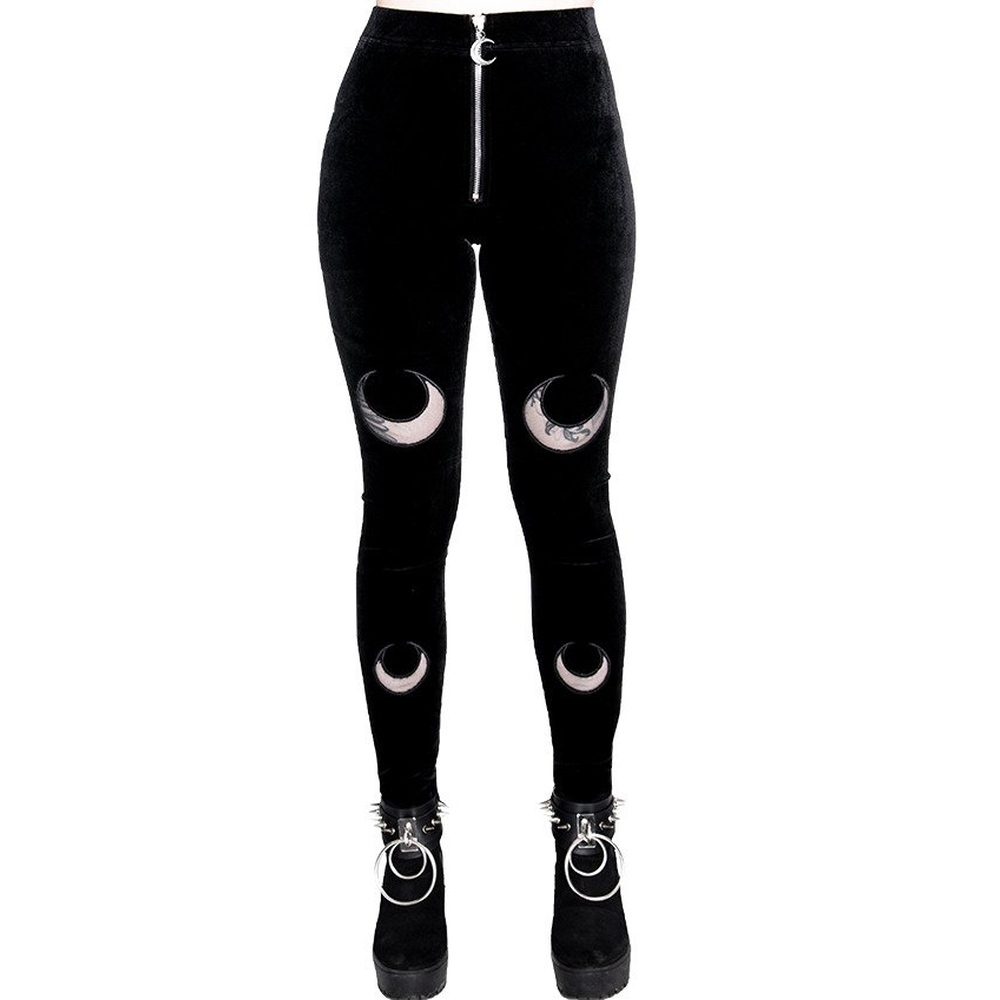 Restyle - Double Crescent Velvet Legging - Zwart